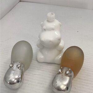 Set of Decorative Glass Avon Hippopotamus Perfume Bottles